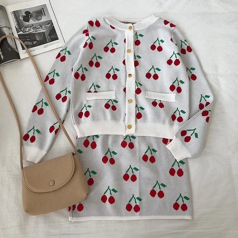 Женская Осенняя повседневная юбка милая куртка комплект из двух предметов