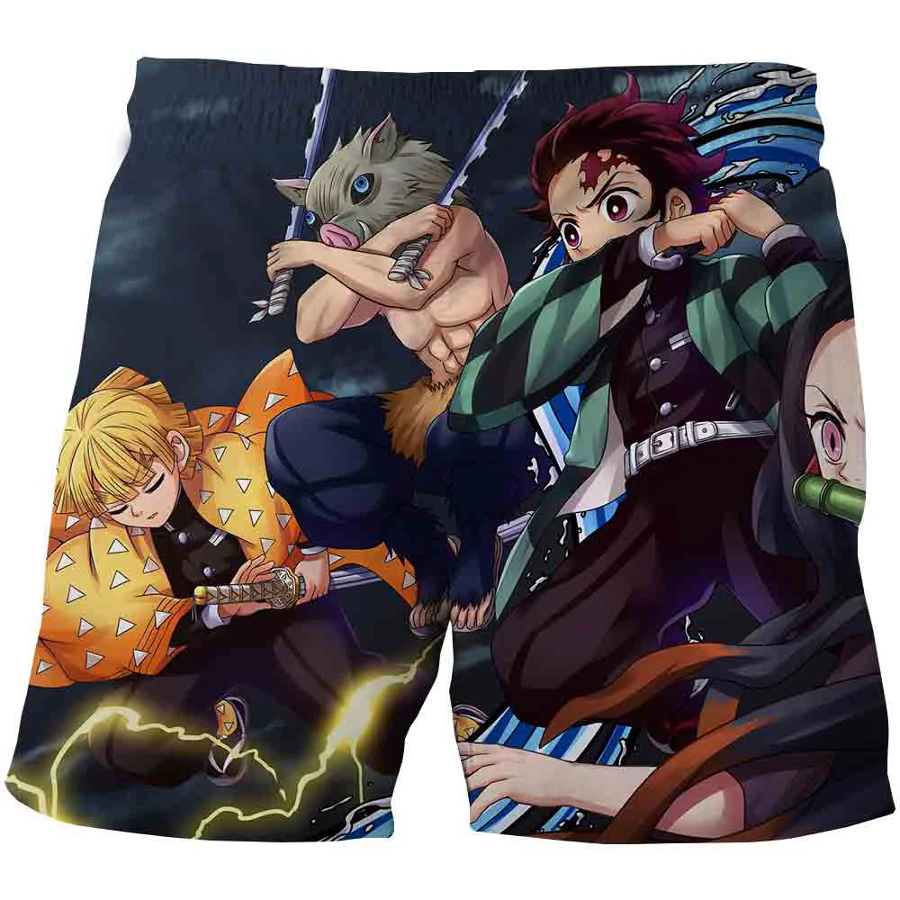 

2021 New fashion short pants casual summer print short Pants for Boy cartoon hot sale Children Demon slayer 3D shorts Streetwear
