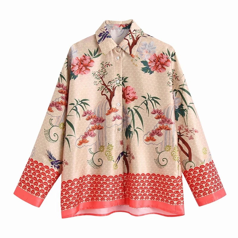 

Wide Women Shirt Autumn 2021 New Fashion Housewife Clothing Full Sleeve Female Loose Prints Blouse Top