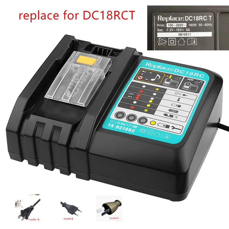 replace DC18RC 6A MAKITA Зарядное устройство 14,4-18 V для BL1830B BL1840B BL1850B BL1860B Зарядное устройство DC18RCT DC18SD DC18RC - Цвет: replace DC18RC 6A