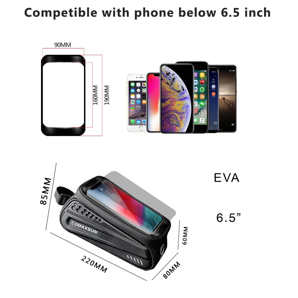 Сумка для велосипеда COMAXSUN водонепроницаемая 6 5 дюйма мобильный телефон