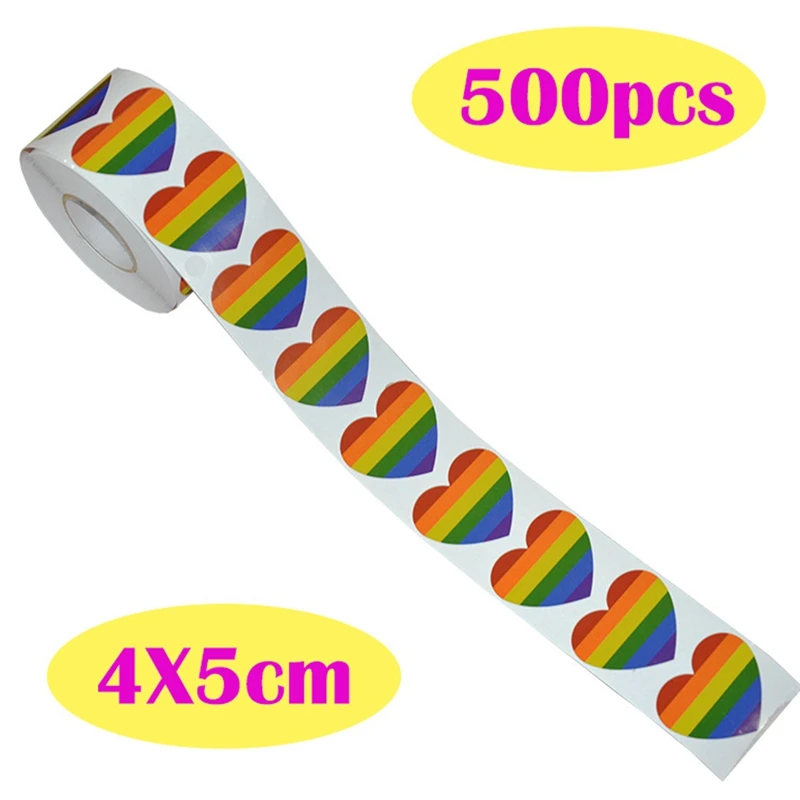 Gay Pride Стикеры 500 графа любовь Радуга наклейки ролл в форме сердца гордость