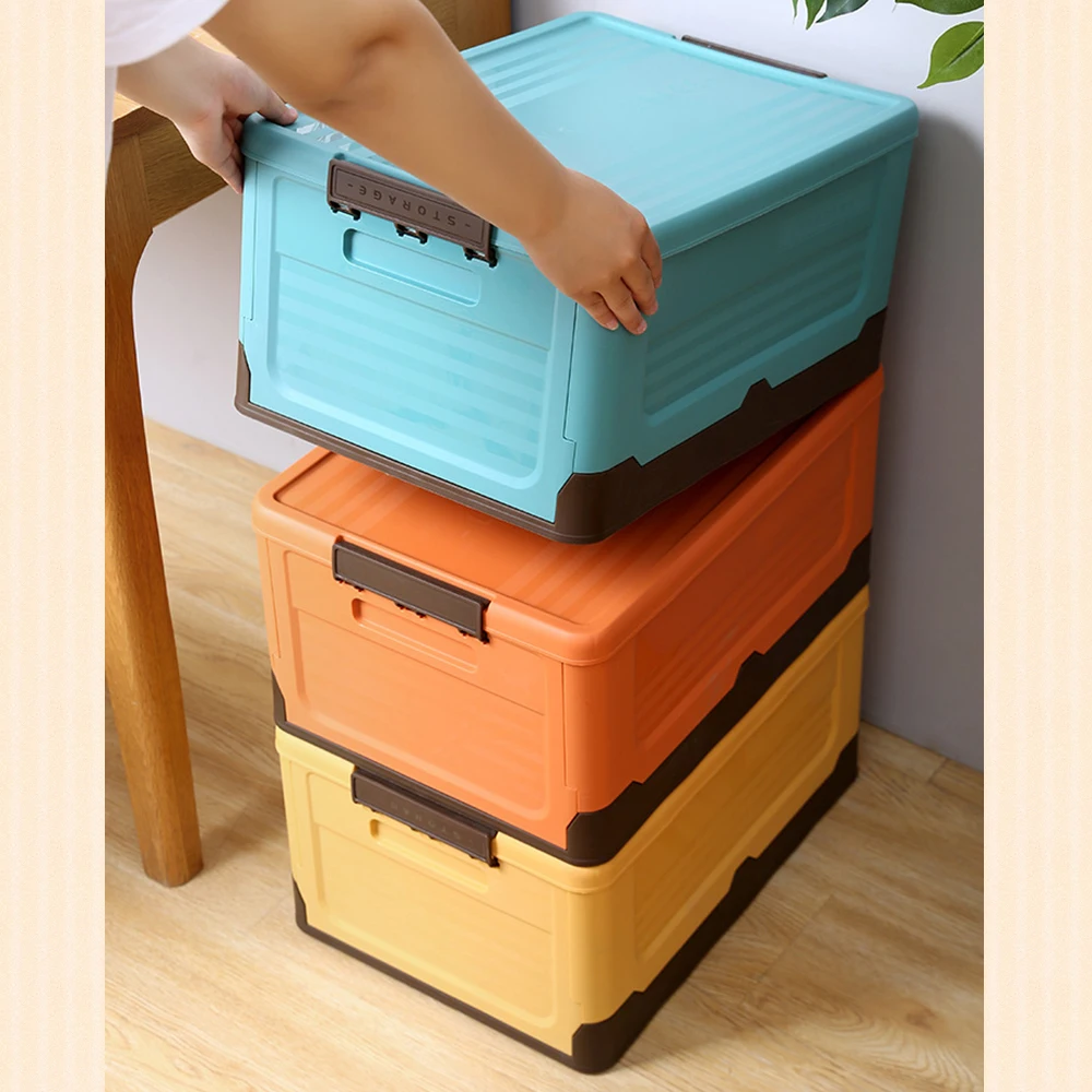 

1Pcs Large Capacity Monochrome Foldable Storage Box High Quality Durable Plastic Storage Box Home Office Book Toy Storage Box