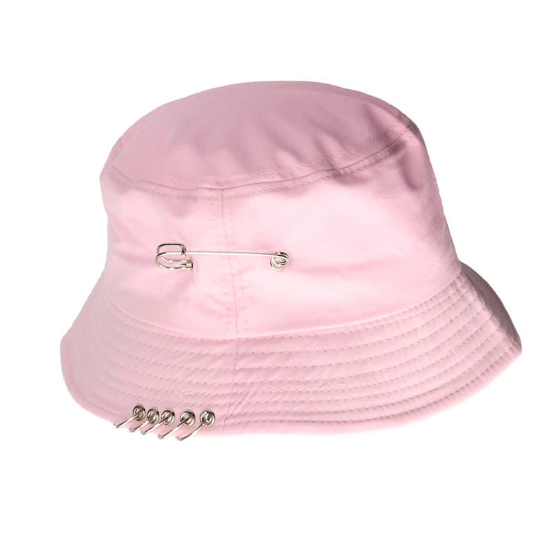 2021  pin  Ring Pin Basin Hat Men's and Women's Tide Summer Harajuku Collapsible   Fisherman  cotton bucket hats