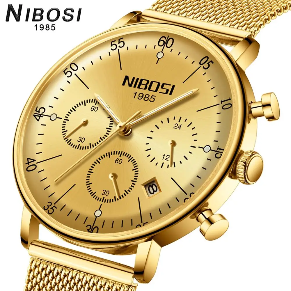 NIBOSI мужские часы Топ люксовый бренд водонепроницаемые кварцевые наручные
