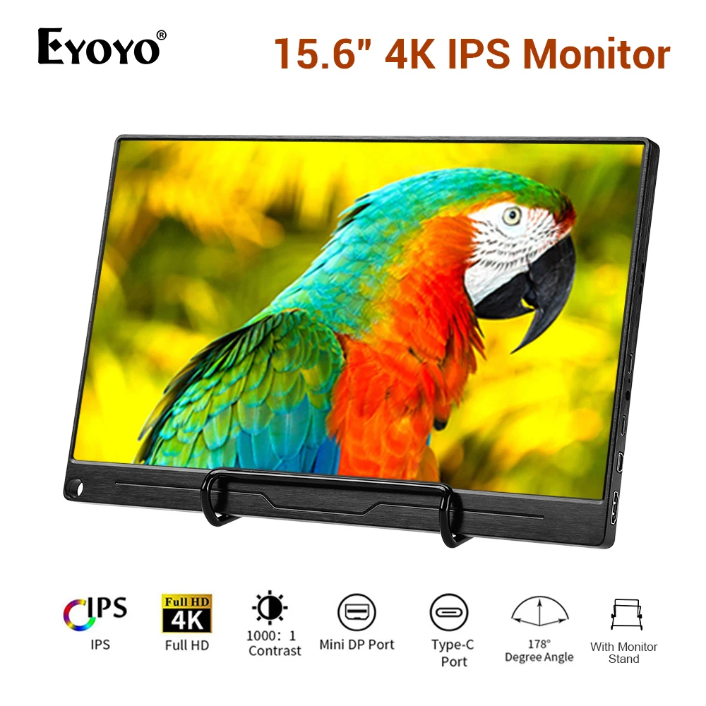 Eyoyo EM15U 15 6 &quot4K Портативный игровой монитор для геймеров HDR UHD 3840X2160 IPS HDMI USB Type C ЖК