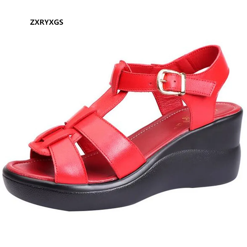 

Женские босоножки из натуральной кожи, с открытым носком