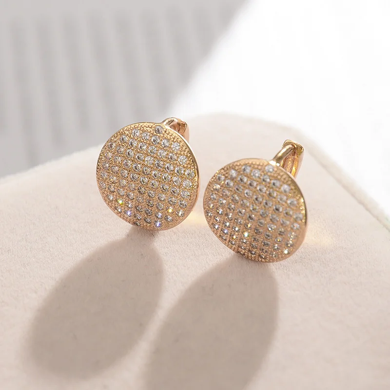 Женские круглые серьги MAIKALE гипоаллергенные золотые микро инкрустированные с