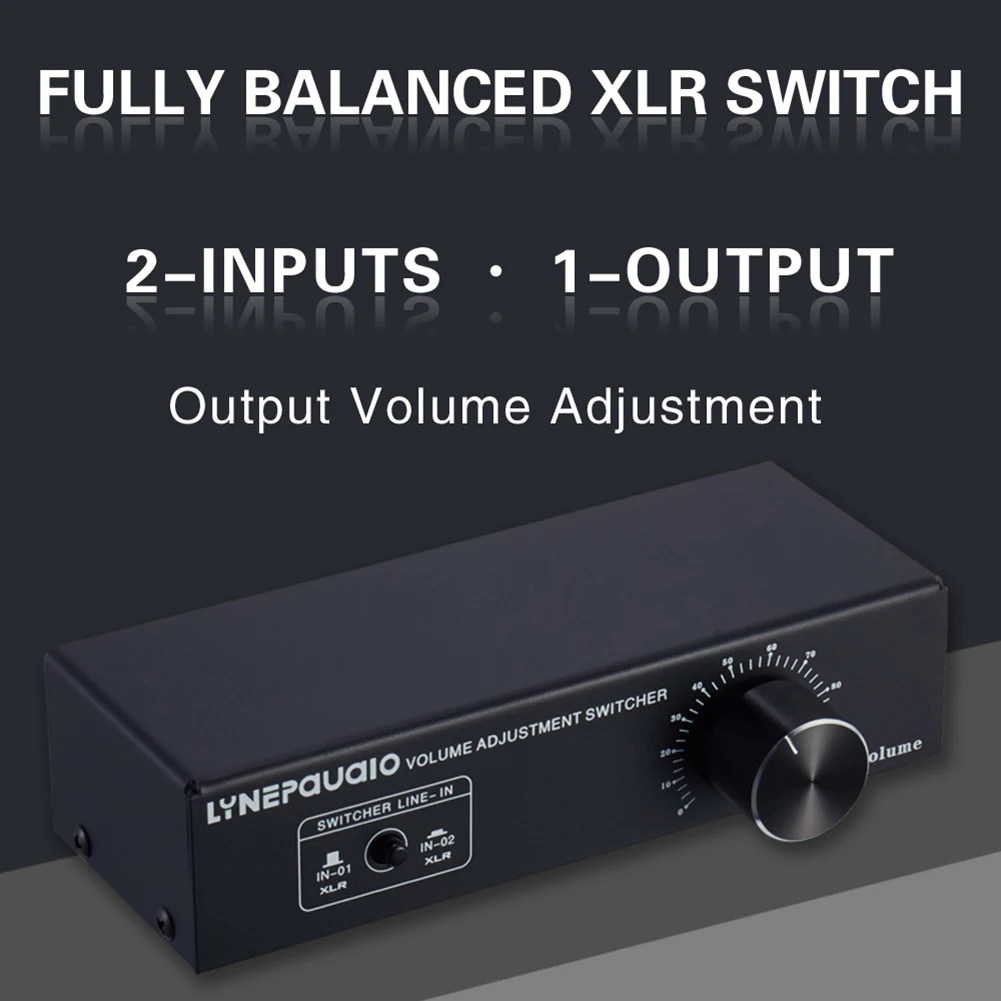 2 в 1 выхода аналогового аудио коммутатор коробка XLR /RCA с объемом Управление