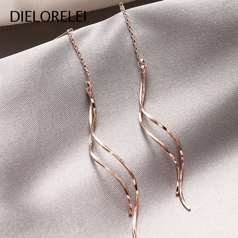 

DIELORELEI 925 Sterling Silver Simple For Women Dangle Drop Earrings Niche Prevent Allergy Eliminates Metal Allergies