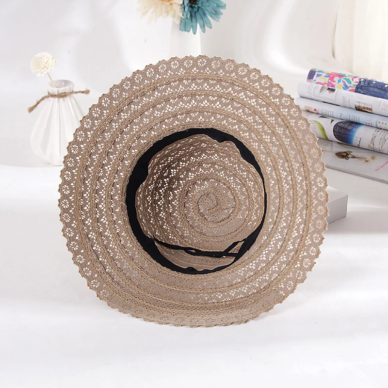 

Summer fashion Foldable Bucket cap Cotton Beach bow sun hats for Women Fashion Women Beach Sun Hat Foldable Brimmed Straw Hat