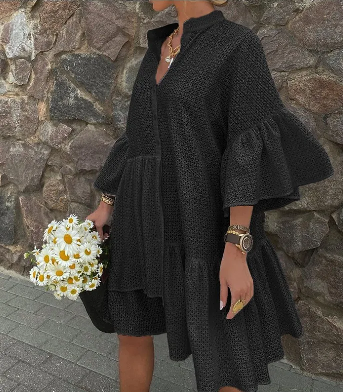 WEPBEL новинки для женщин Мини платье средней длины с расклешенными рукавами Сезон