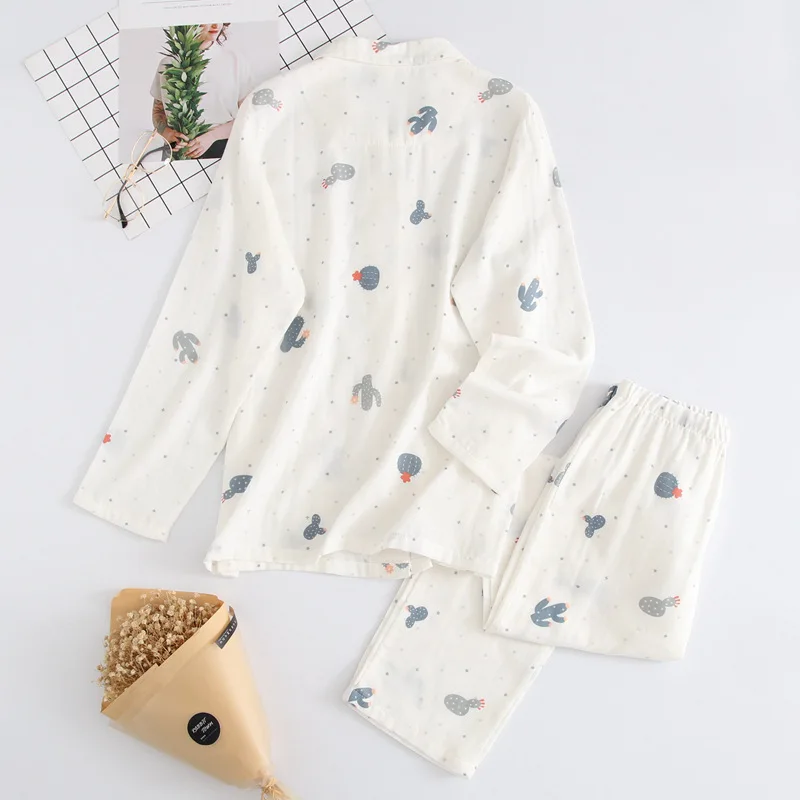 Long Sleeve Pajamas Autumn Trousers Suit Fashion Pyjama Set Large Size Nightwear Home Service House Nightdress Costume Outfit