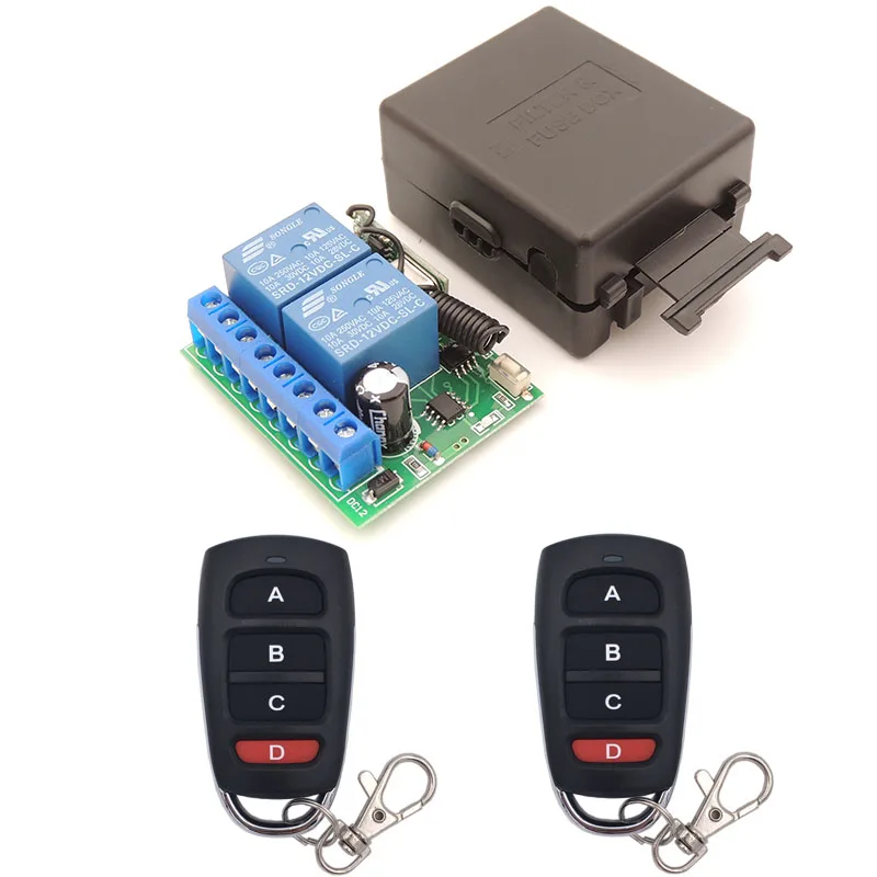 1RC 2B 12V 10A 2CH rf релейный Приемник 433MHz универсальный беспроводной пульт дистанционного управления для универсальных электрических штор/гаража/открывания двери - Цвет: 1RC 2B