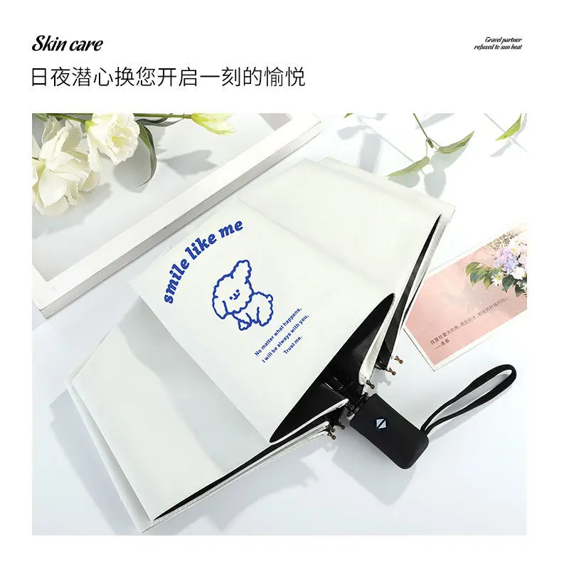 

Umbrellas for female students full automatic sunshine and rain dual purpose lovely sunshade folding sunshade sunscreen UV