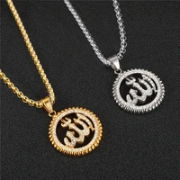 new religious islam muslim rune round pendant necklace mens necklace austrian crystal inlaid rune necklace pendant accessory
