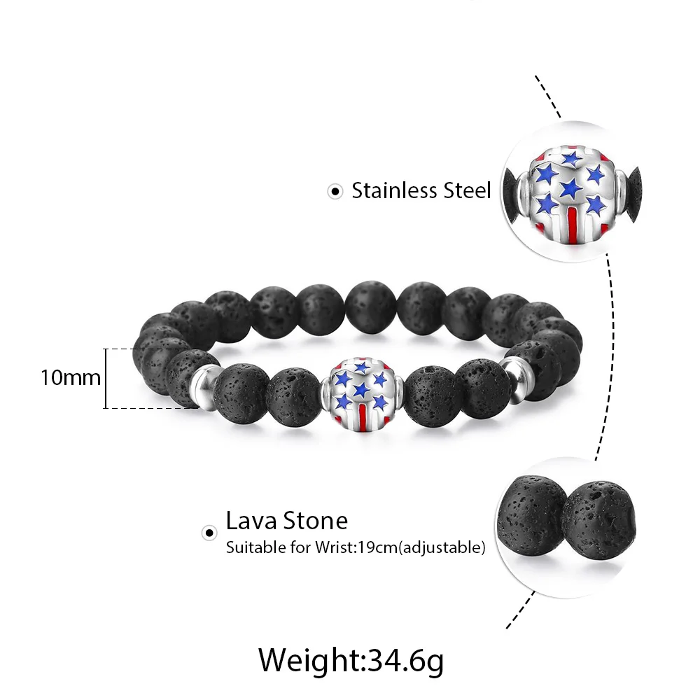 Натуральные браслеты из лавового камня для мужчин и женщин растягивающиеся с