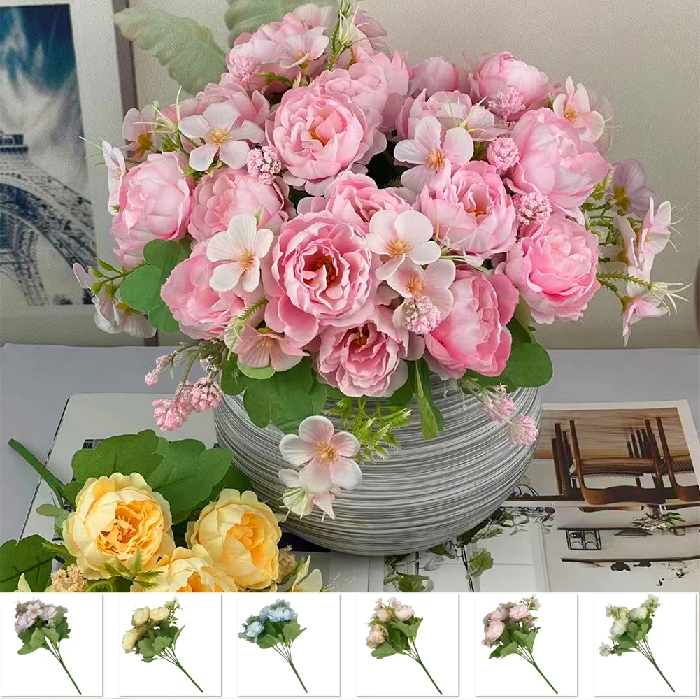 

Artificial Flowers Silk Peony Bonquet Heads Fake Flowers DIY Wedding Party Bonquet Decoration Home Indoor Decor