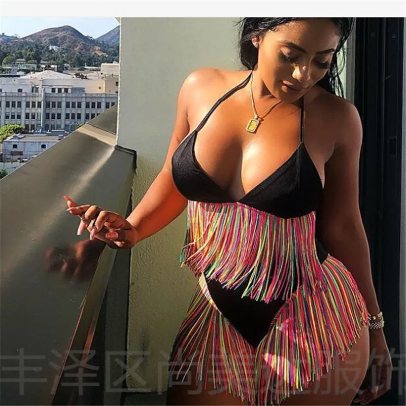 

Sexy Long Tassel Bikini Set Women Vintage Fringe Women Low Waist Swimsuit Wear Push Up Bikini 2021 Purple Black Bathing Suits