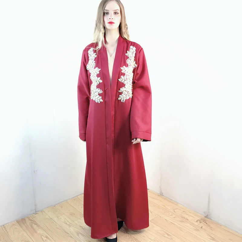 Женское длинное кимоно, открытая абайя, Дубай, кафтан, Турция, ислам, мусульманское платье Djellaba, кафтан, Марокко af985