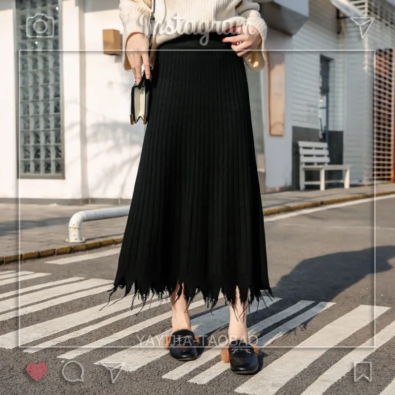 2019 осенне-зимняя женская элегантная миди-юбка трапециевидной формы Женская