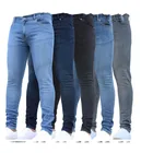 Мужские узкие джинсы, эластичные джинсовые брюки, однотонные винтажные джинсы в стиле бойфренд, мужские джинсы для бега