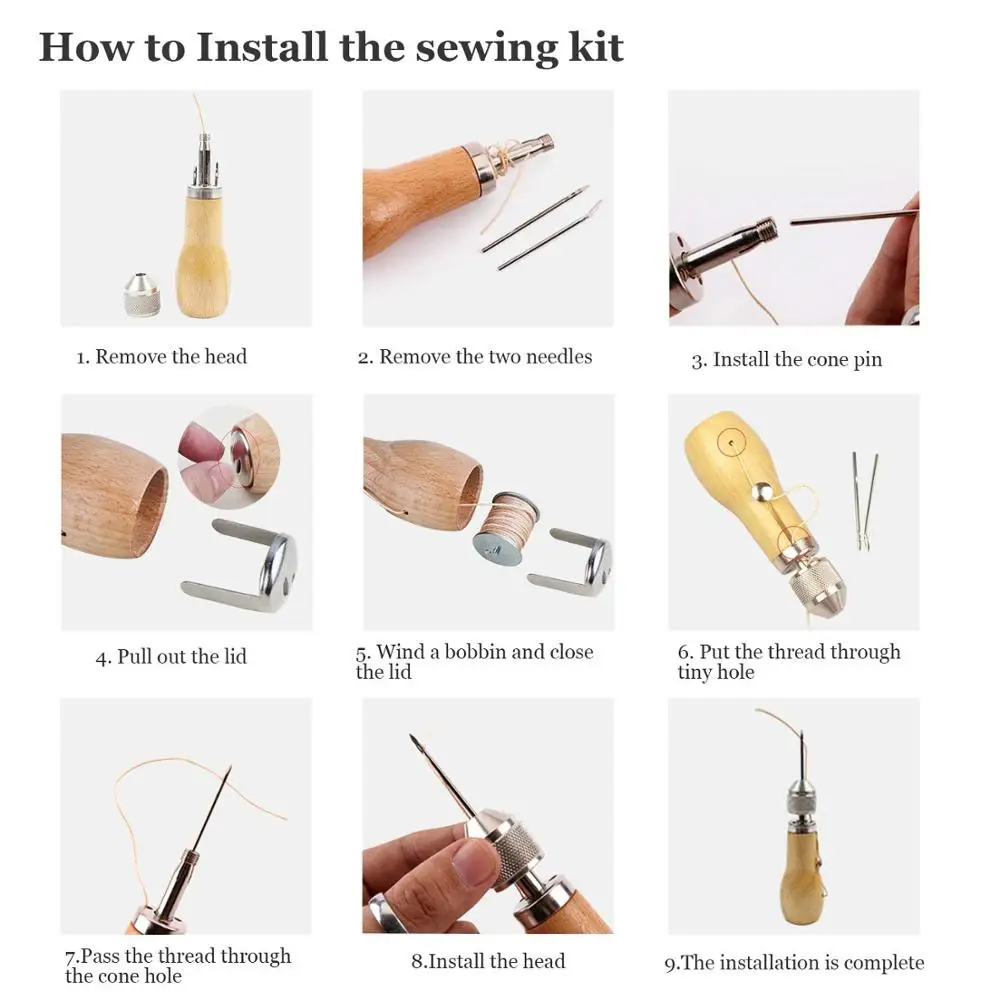 1 Набор ручного шитья кожи шило скоростной нитки для инструмент парусный холст