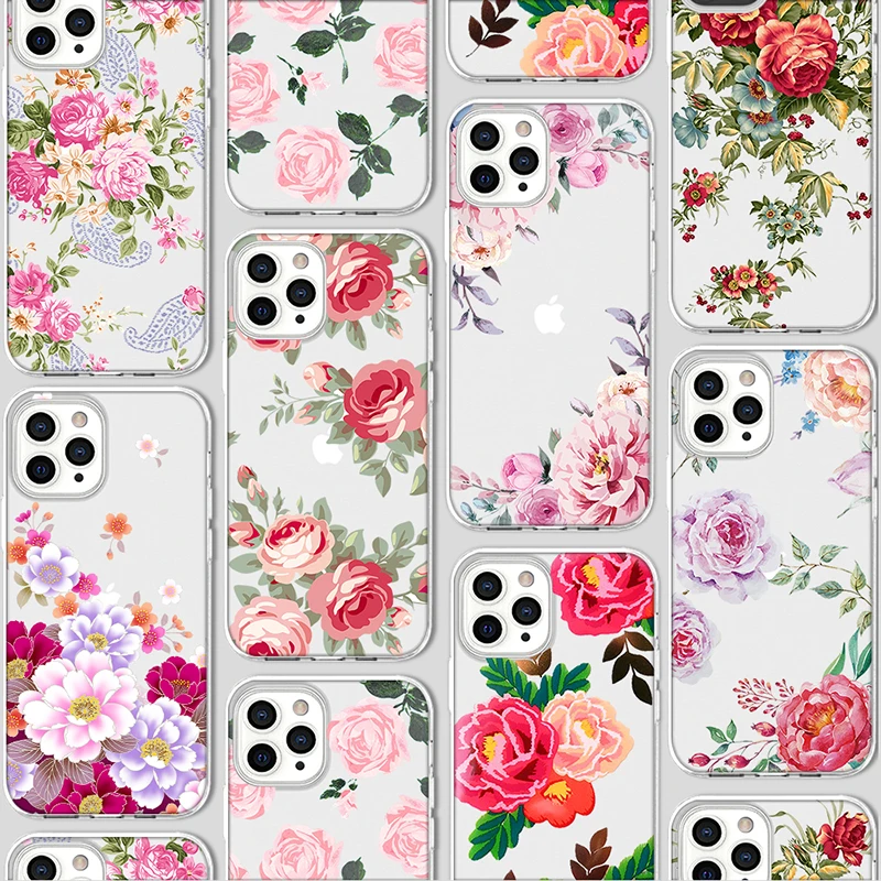 

ciciber Funda Case for Iphone 13 Case for IPhone 12 13 11 Pro XR 7 X XS MAX 8 6 6S Plus 5 SE 2020 Silicone Flower Art Woman Case