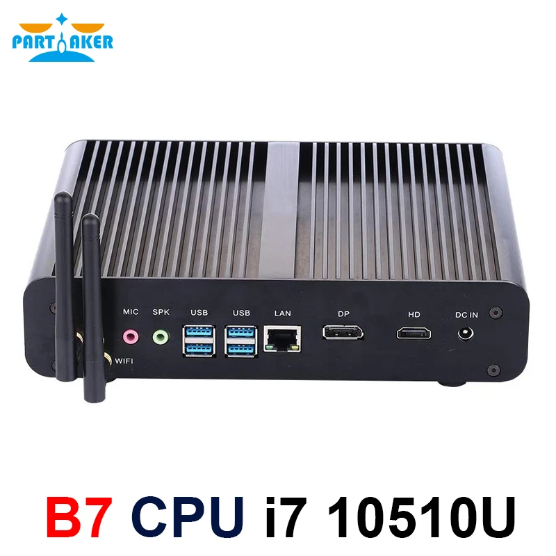Причастник безвентиляторный мини ПК Intel Core i7 10710U 10510U Настольный Windows 10 2 * DDR4 M.2 NVMe +