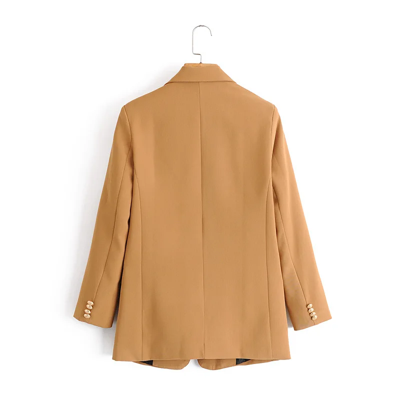 

Spring new European style double-breasted loose solid color casual suit jacket