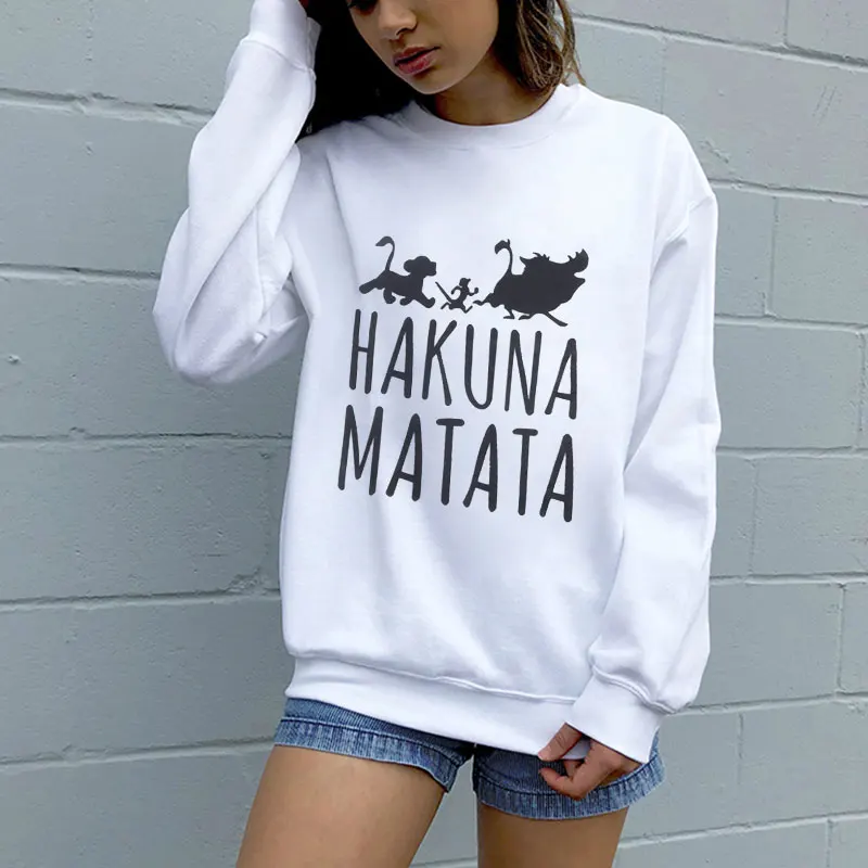 Пуловер «Король Лев Акуна Матата» уличная Толстовка зима осень Ulzzang Kawaii Модные женские толстовки с капюшоном