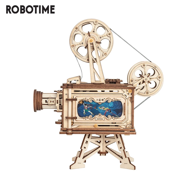 

Robotime Limited Edition DIY Vitascope with Film of Monkey King and Nezha Hand Crank Film Projector Model Building Assembly Toy