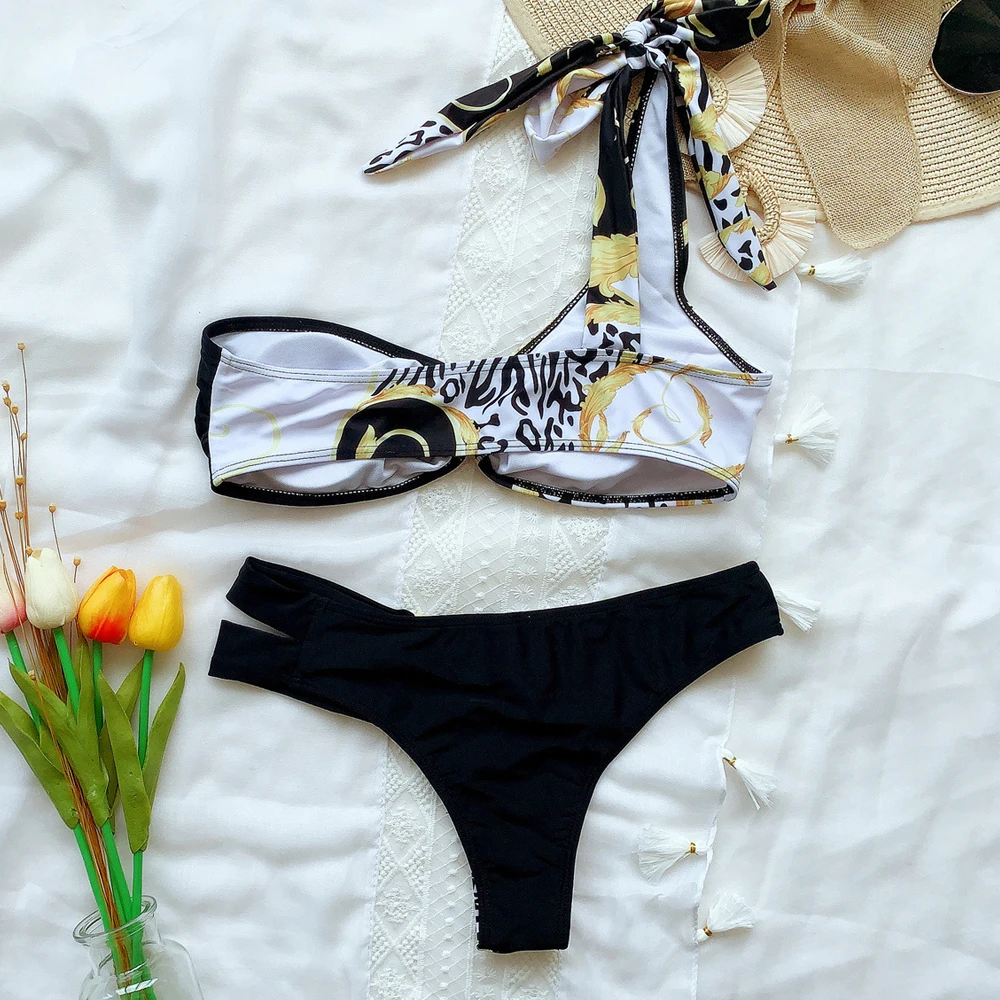 Купальник Vigorashely на одно плечо женское пикантное леопардовое бикини 2021 купальный