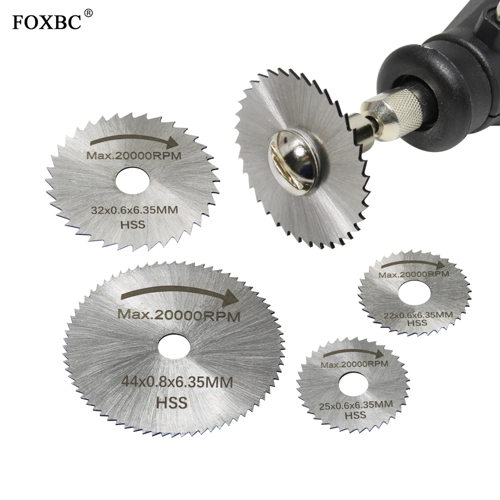

FOXBC 6pcs HSS Mini Circular Saw Blade Set Cutting Disc Rotary Tool Accessories for Dremel Compatible Woodworking Metal Cutting