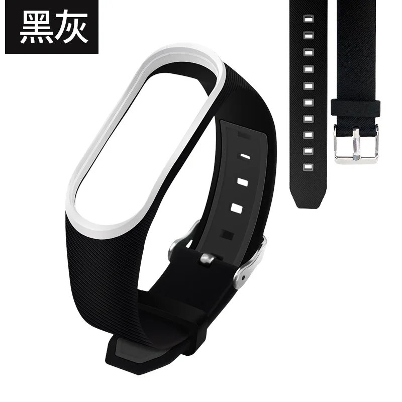 Мягкий силиконовый mi Band 3 4 ремешок 4 3 ремешок на запястье для Xiaomi mi 3 4 силиконовый mi band 3 4 аксессуары correa mi 3 замена - Цвет ремешка: black gray