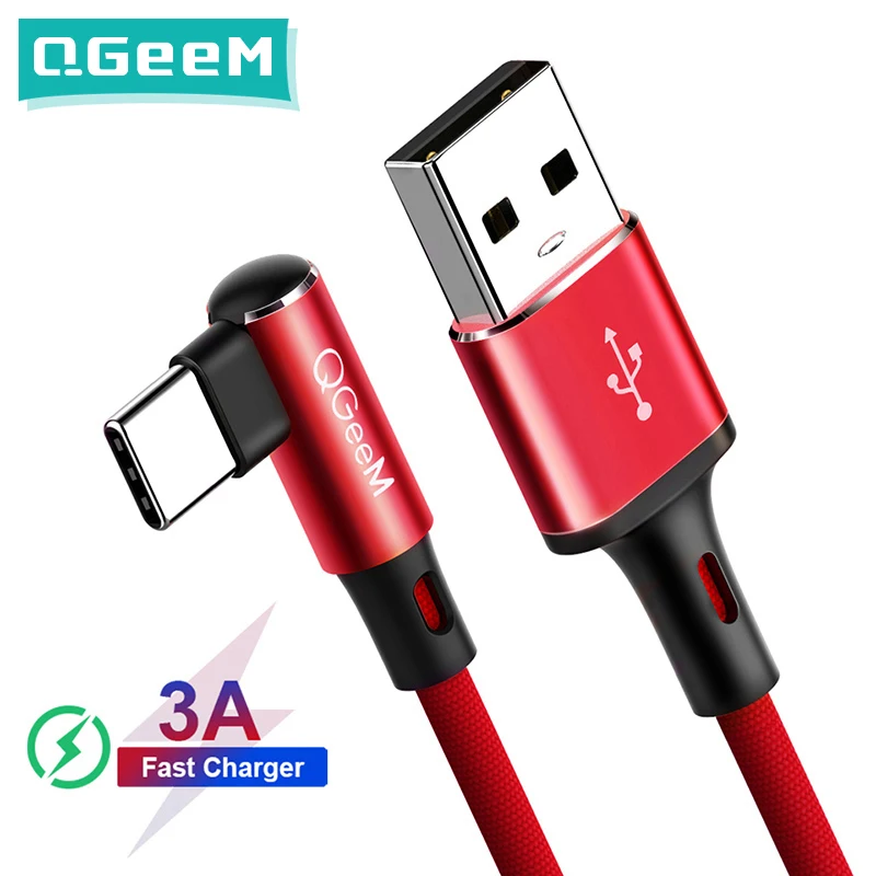 Кабель QGEEM USB Type-C для Samsung Note 8 S8 Xiaomi Mi 90 градусов кабель быстрой зарядки зарядный C |