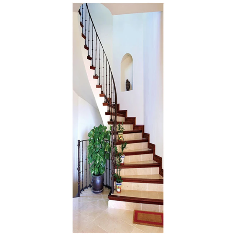 Искусственные 3d наклейки на лестницу и дверь 77*200 см винтовая лестница настенное