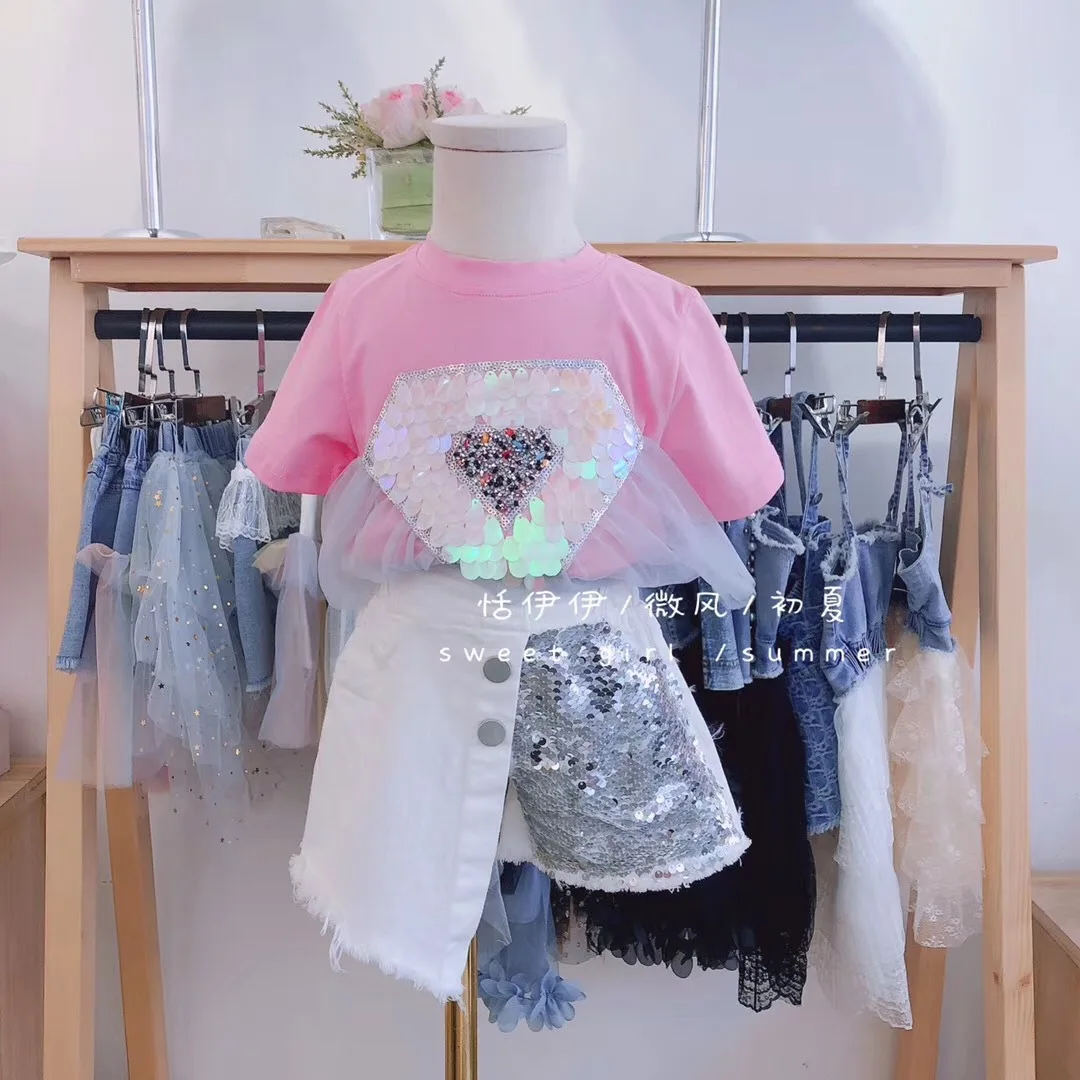 Футболка для девочек Летняя Новинка 2020 года Детская рубашка с короткими рукавами