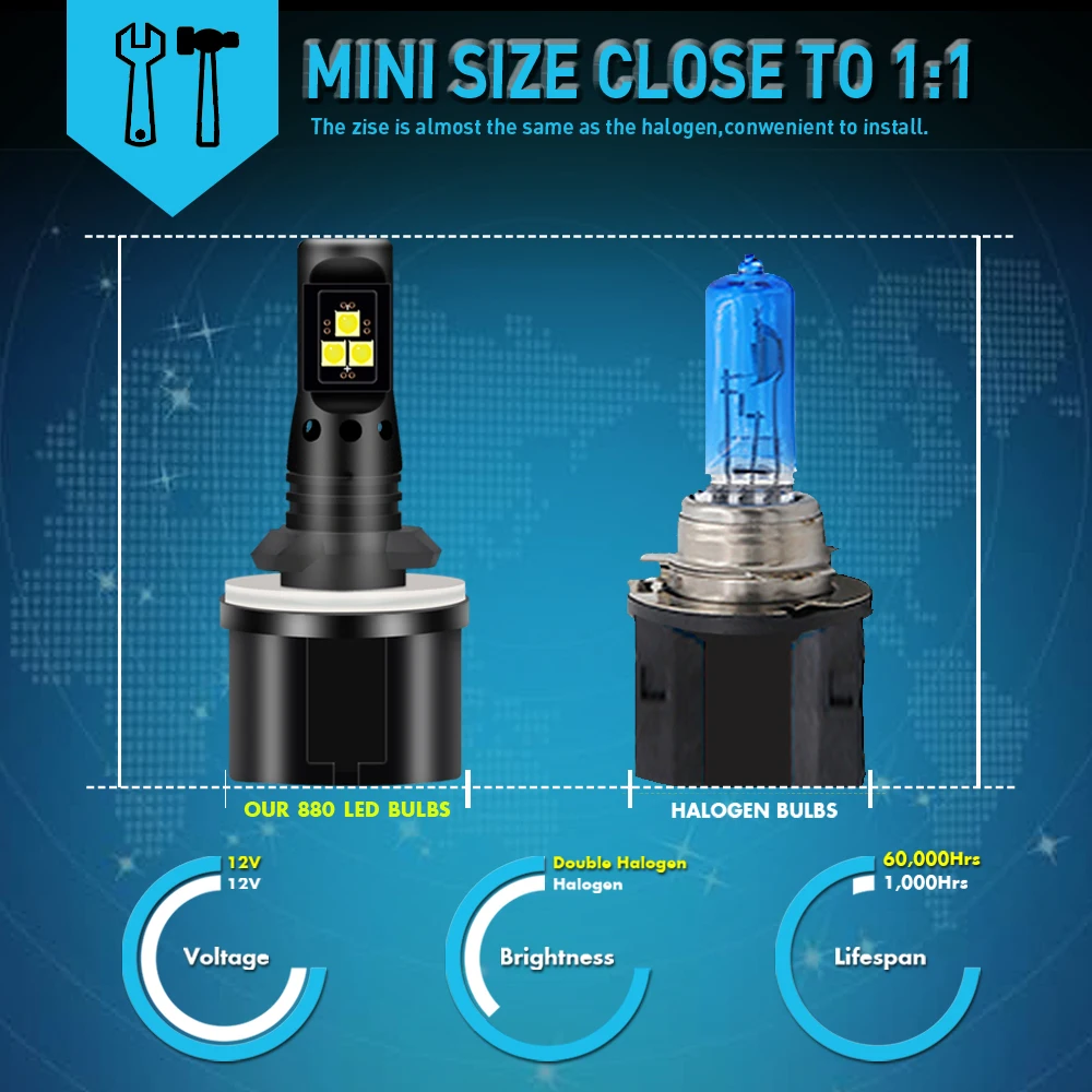 Светодиодные противотуманные фары CANBUS 880 2 шт. светодиодные лампы H1 H4 H7 H11 5202 9005/HB3