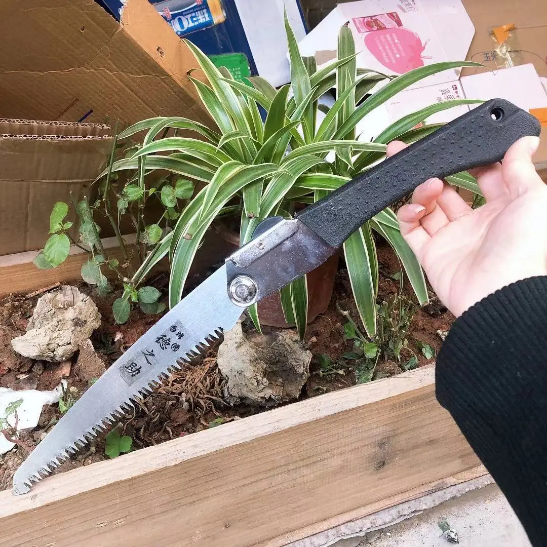 Черная Складная пила трехсторонняя ручная с режущими краями для садоводства