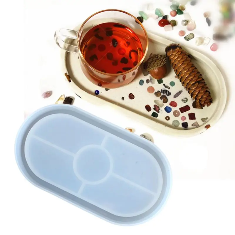 

J60E 5Pcs DIY Ashtray Mold Square Cup Mad Silicone Jewelry Making Mould Oval Epoxy Resin Casting Coaster Molds Art Tools