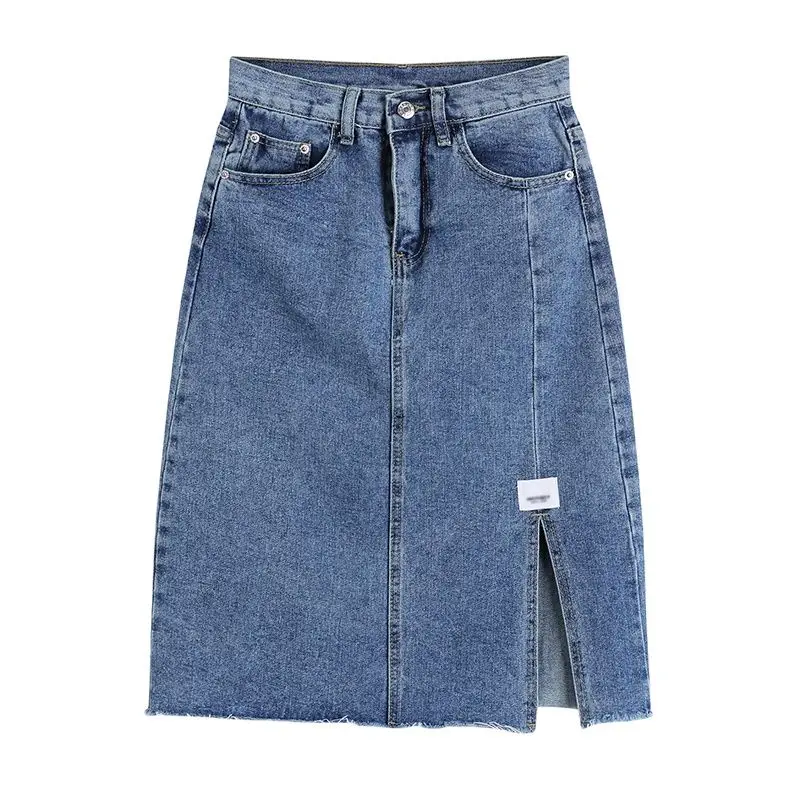 

Женская джинсовая юбка в стиле панк Y2K, летние джинсовые шорты с высокой талией, юбки, женская модная Корейская юбка с разрезом, синие Облега...