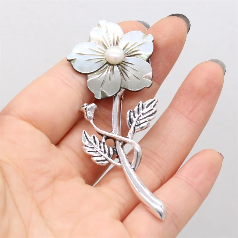 Женская Брошь из натуральной ракушки брошь в форме цветка подвеска для