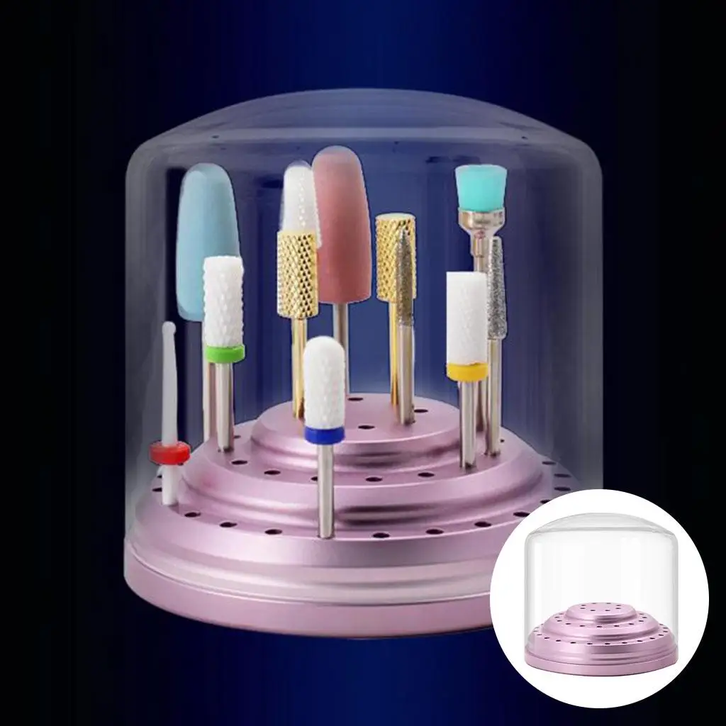 

Nail Drill Bits Holder Dustproof 48 Slots Polishing Heads Manicure Tools -Type Aluminum Displaying Rack for Storage Box
