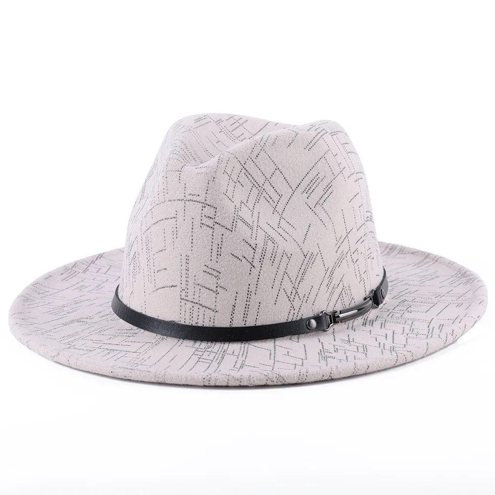 

ZLD Fashion men women vintage jazz cap new wool Fedoras hat Black belt buckle decoration Autumn winter casual ladies caps