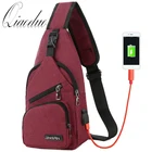 Сумка-Кроссбоди Мужская Qiaoduo, тканевая, 5 цветов, 2 стиля, с выходом USB для зарядки