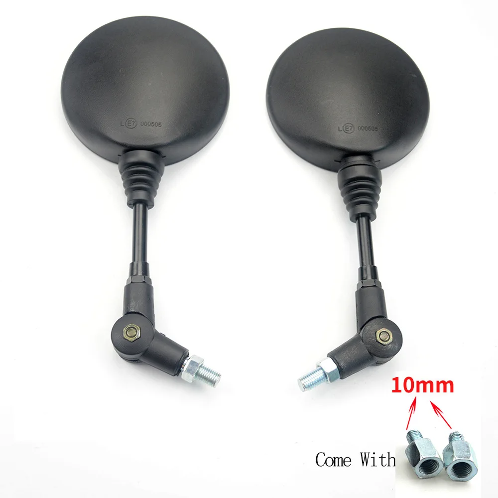 

2Pcs/Pair Motorcycle Mirror Scooter E-Bike Rearview Mirrors Foldable Round 10MM Handle Bar End Scooter Rear View Mirror