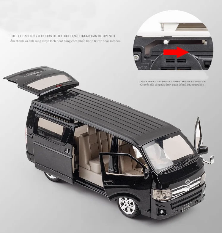 Высококлассная модель автомобиля Toyota Hiace 1:32 MPV из сплава со светильник