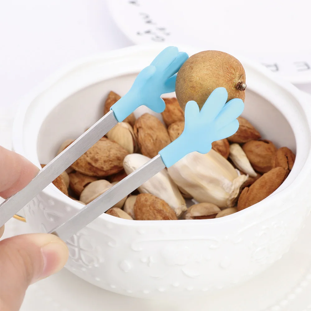 Зажим для еды из нержавеющей стали нескользящая маленькая силиконовая ручная