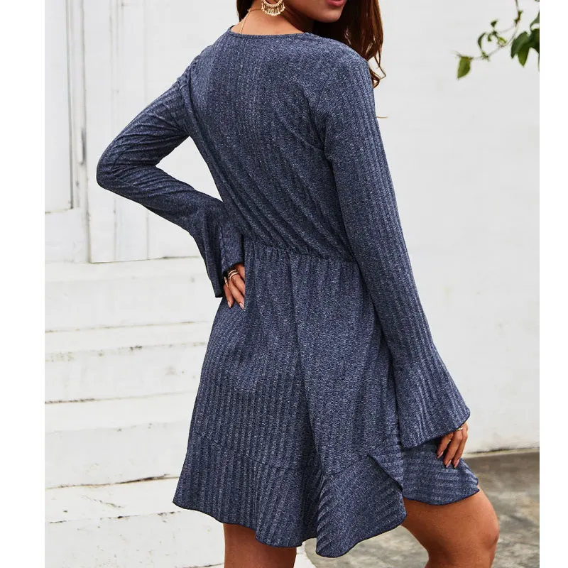 2019 осенне-зимняя модная женская одежда платье с высокой талией для работы новый